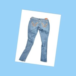 Hollister Light Blue Skinny Jeans with Tan Stitching
